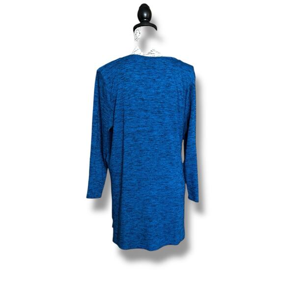 Liz Claiborne Aqua Black Marled Long Sleeve Tunic Button Shoulders Detail Large - Picture 2 of 4